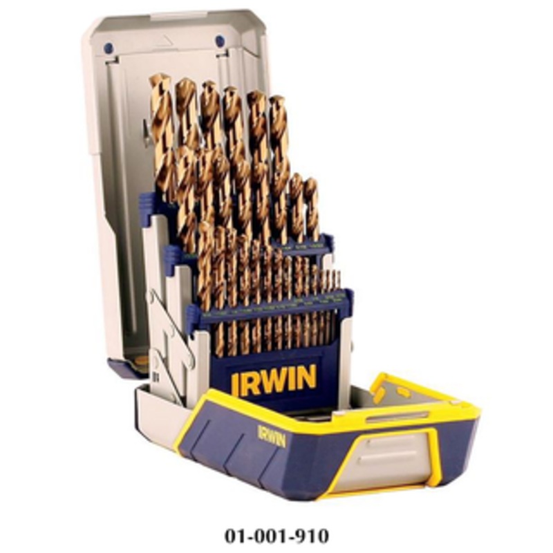 Irwin 29 Piece M35 Cobalt 1/16-1/2 x 64ths 135 Point Jobber Length Drill Set – 3018002