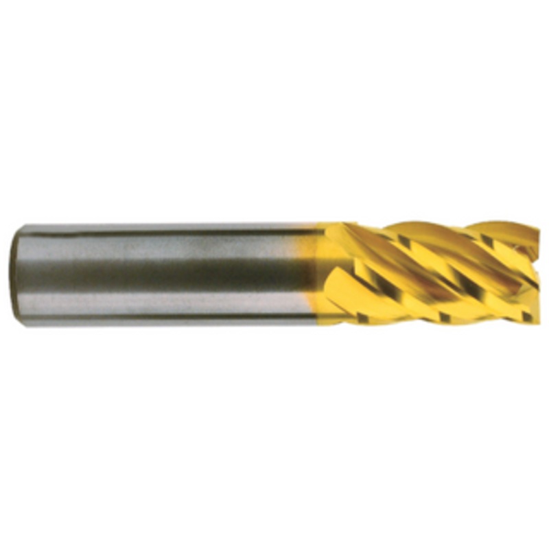 T&O 5 Flute SuperCEED Solid Carbide TiN Coated 45 Helix Stub Single End Mill, 3/8 Size & Shank Diameter, 1/2 Length of Cut, 2 Overall Length