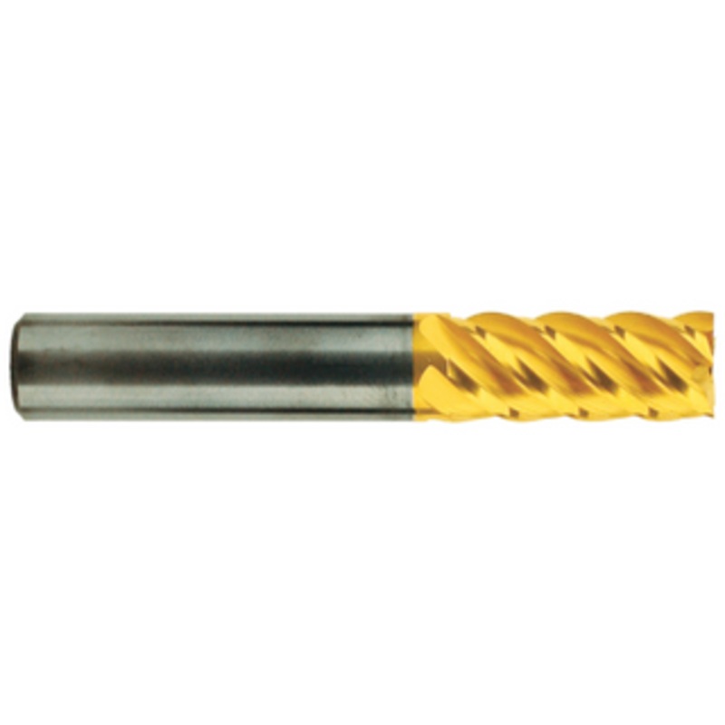 T&O 5 Flute SuperCEED Solid Carbide TiN Coated 45 Helix Regular Single End Mill, 3/8 Size & Shank Diameter, 1 Length of Cut, 2-1/2 Overall Length