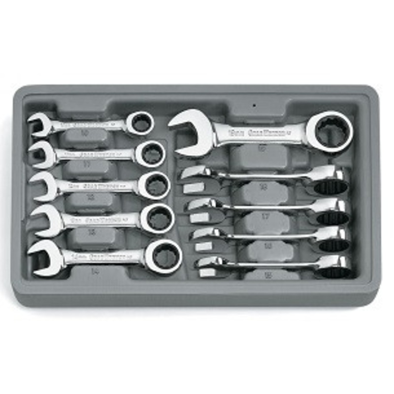 GEARWRENCH 10 Piece Metric Stubby Combo Ratcheting Wrench Set – KD9520