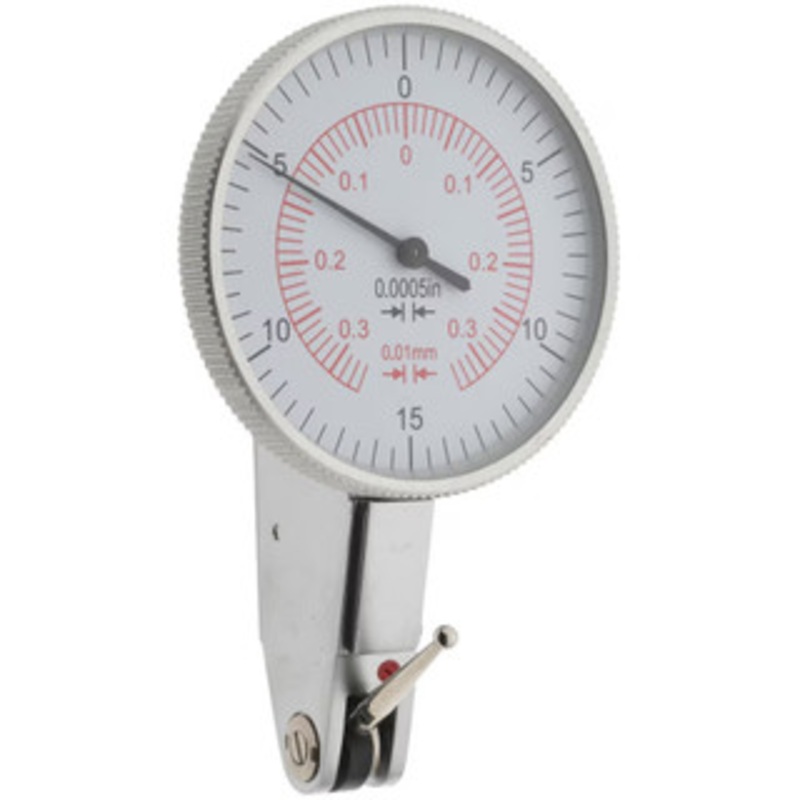 Value Collection Horizontal Dial Test Indicator, 0.03/0.76 mm Max Range, 0-15-0 & 0-35-0 Dial Reading, 1-1/4 Dia, White Dial, 0.01 mm Graduation 605-4718 – 50-009-0