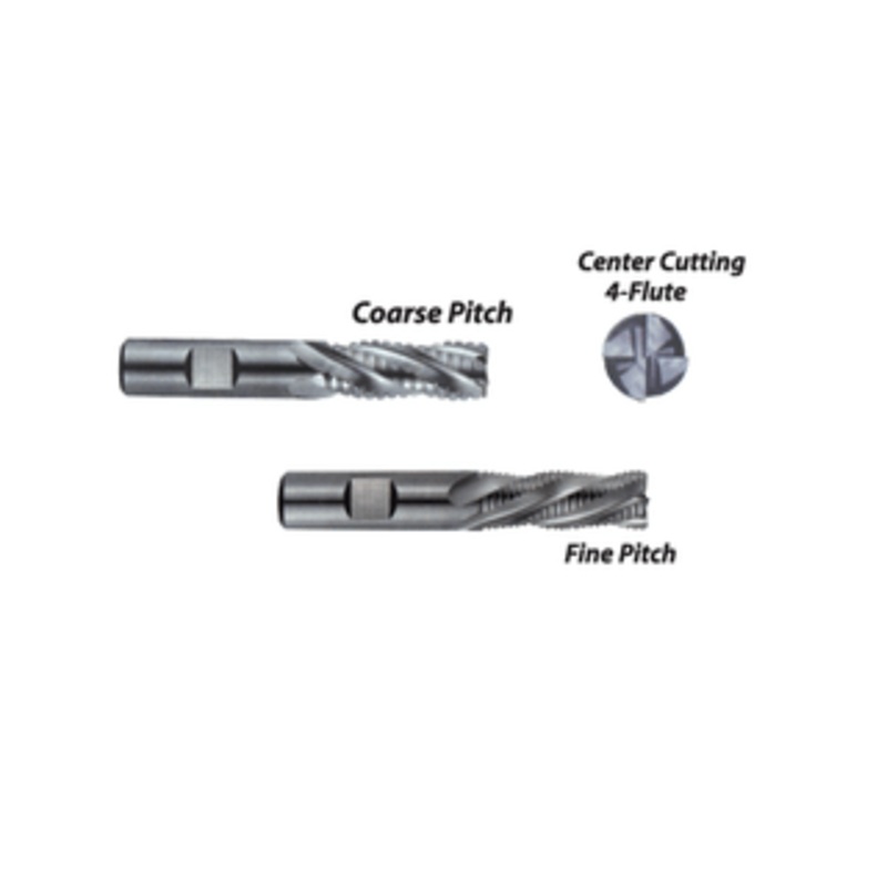 Premium M-42-8% Cobalt Roughing End Mills, Coarse or Fine Pitch