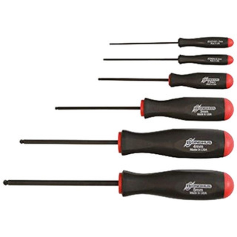 Bondhus ProHold Ball End Screwdrivers PBSX6M, 6pc Set, 1.5 – 5mm Range – 74686