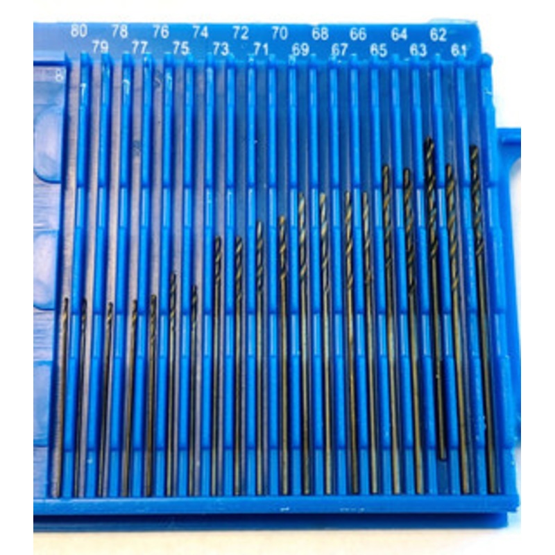 Precise High Speed Steel Wire Gage Drill Set, 20 Pieces, Range #61-80 – DS-680