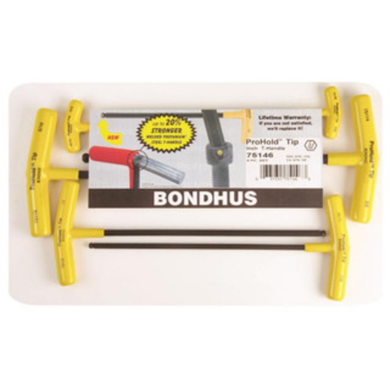 Bondhus ProHold Balldriver T-Handles PBTX60, 6pc Set, 5/32 – 3/8 Range – 75146