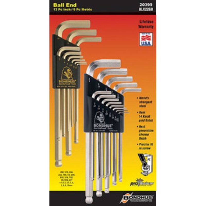 Bondhus 22-Pc Hex Driver Set SAE and Metric, BLX22GB – 20399
