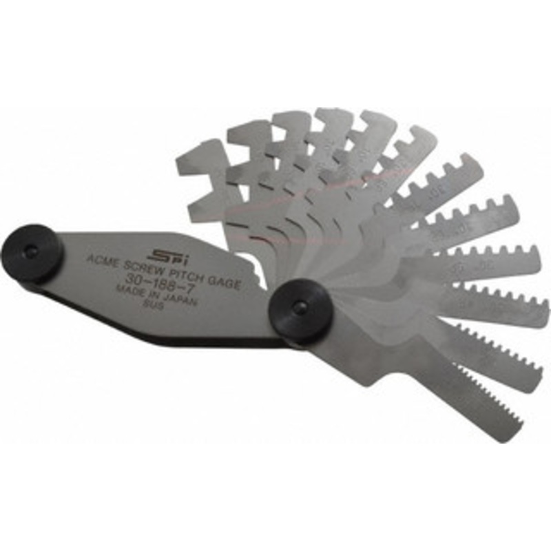 SPI Acme Screw Pitch Gage (30 Metric Gage, foldaway holder with 12 blades; 2 to 10, 12, 16 and 20 mm Pitch) – 30-188-7