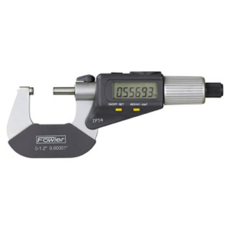 Fowler 0-1/0-25mm QuadraMic Electronic 4-Way Reading Micrometer – 54-866-001