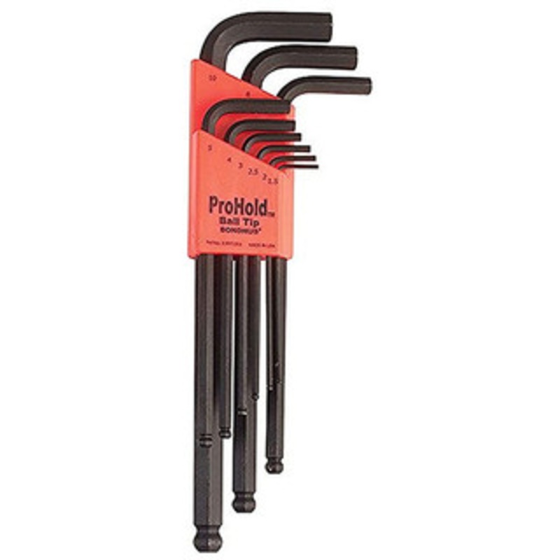 Bondhus ProHold Tip Ball End L-Wrenches PBLX9M, 9pc Set, 1.5 – 10mm Range – 74999