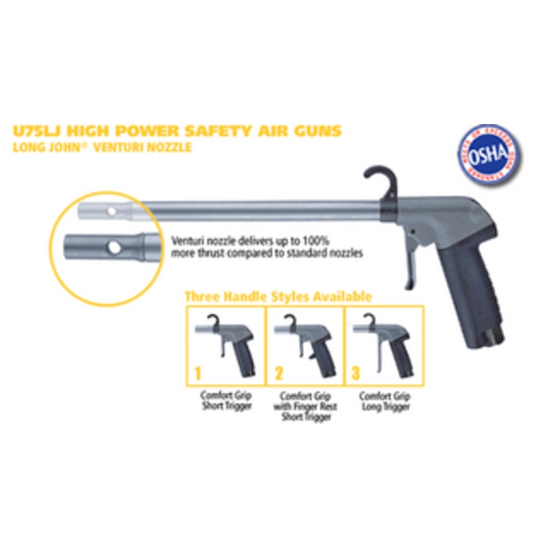 Guardair U75LJ High Power Safety Air Gun Long John Venturi Nozzle, 18 Extension, Long Trigger Style 3 – U75LJ018AA3