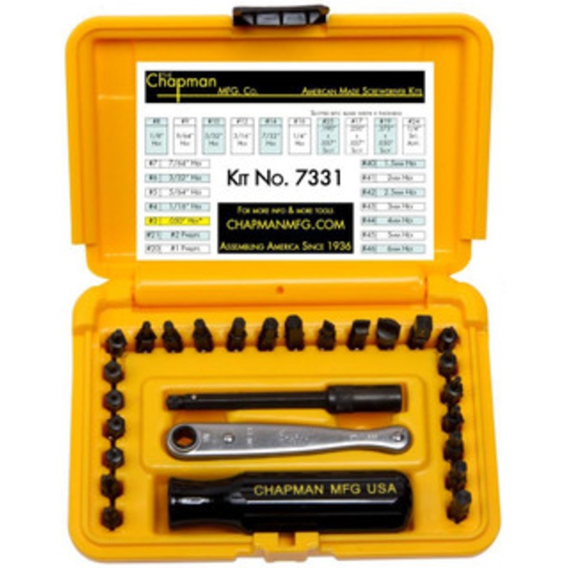 Chapman SAE + Metric Allen Hex Screwdriver Set, Safety Yellow Case – 7331-Y