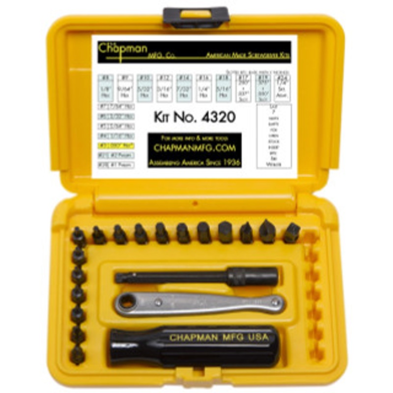 Chapman Standard + Open Slot Screwdriver Set, Safety Yellow Case – 4320-Y