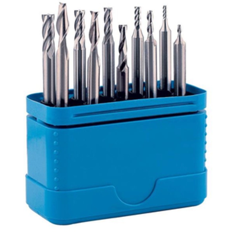 Precise 10 Piece M42 Cobalt 2 & 4 Flute Regular Length Miniature Double End Mill Set