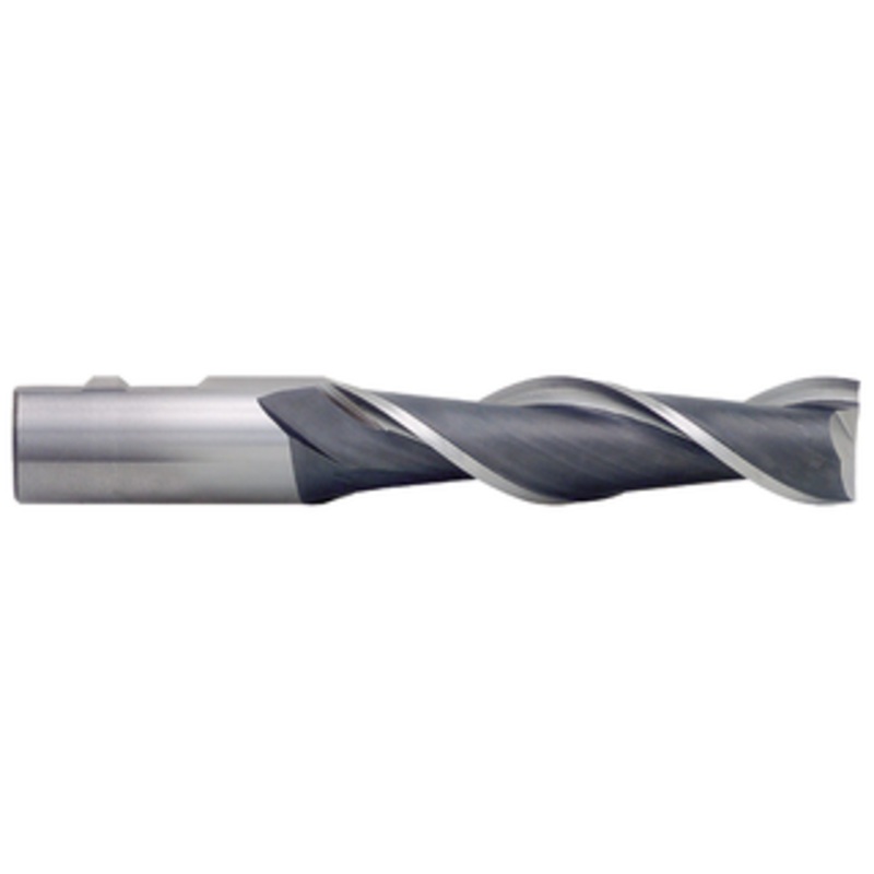 Precise 2 Flute H.S.S. High Helix Single Long Length End Mill For Aluminum, 1/2 Size, 1/2 Shank Diameter, 2 Length of Cut, 4 OAL