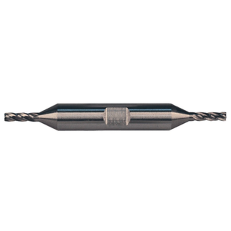 Precise 4 Flute Economy H.S.S. Double End Mill, 1/8 Size, 3/8 Shank Diameter, 3/8 Length of Cut, 3-1/16 OAL