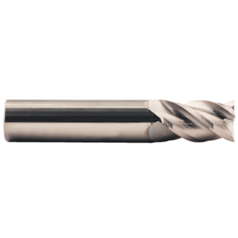 Rushmore USA 4 Flute Stub Length 10% Cobalt Solid Carbide TiCN Coated Single End Mill, 1/4 Size, 1/4 Shank Diameter, 3/8 Length of Cut, 2 Overall Length