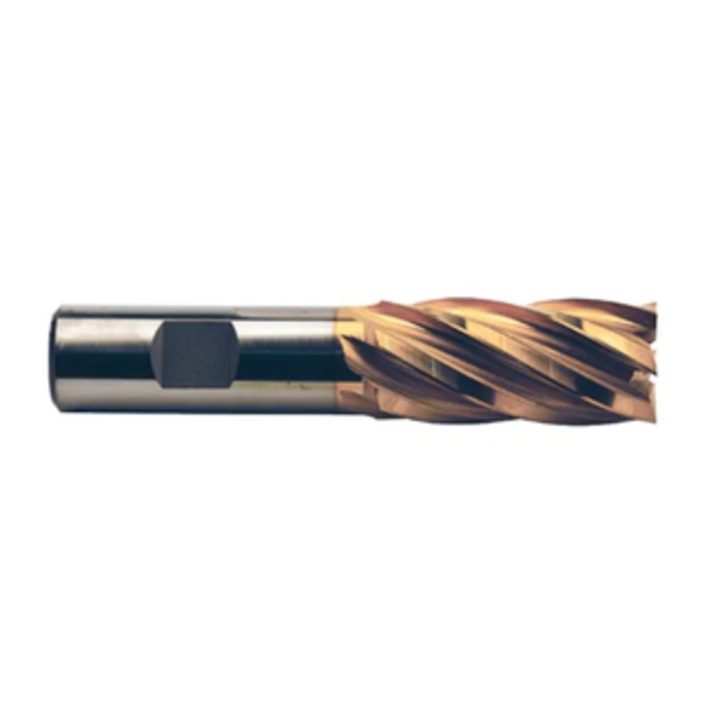 Precise 6 Flute H.S.S. TiN Coated Single End Mill, 1-3/16 Size, 3/4 Shank Diameter, 2 Length of Cut, 4-1/4 Overall Length