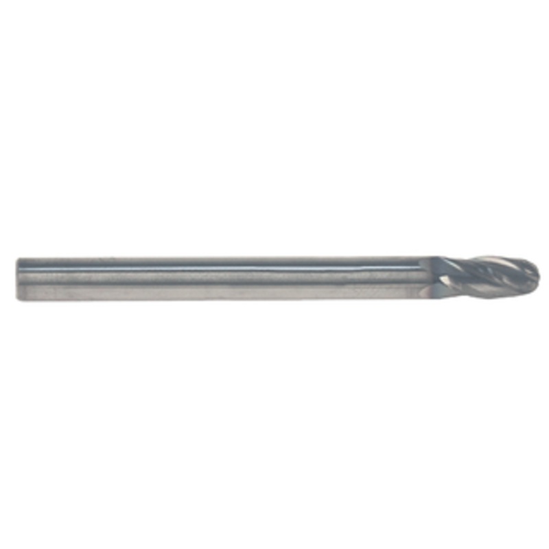 Niagara Cutter 4 Flute Solid Carbide TiAlN Coated Ball End Single End Mill, 1/2 Size & Shank Diameter, 5/8 Length of Cut, 2-1/2 Overall Length