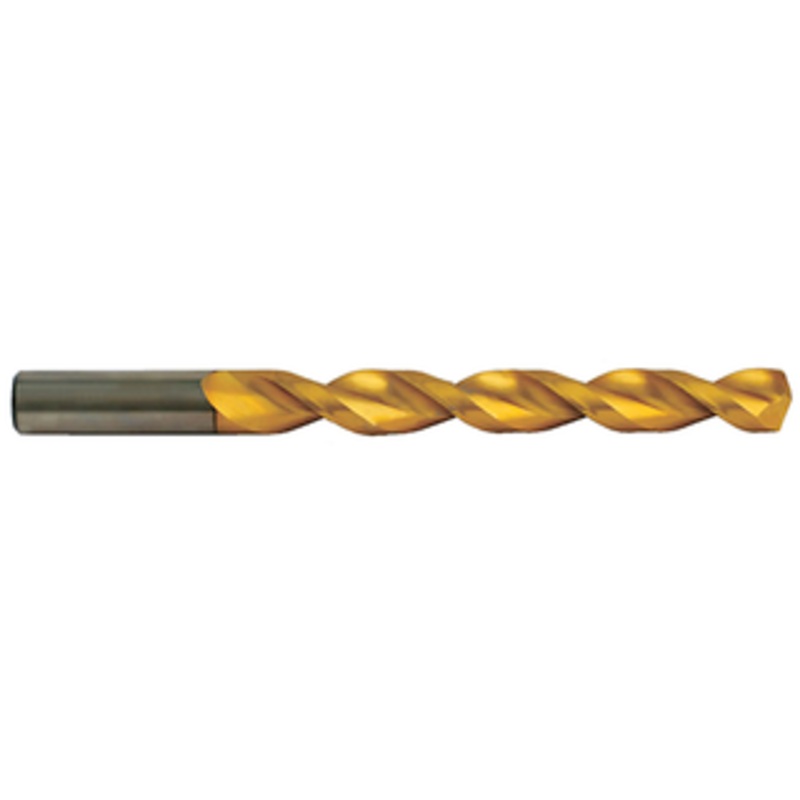 Precise Parabolic Flute H.S.S. TiN Coated Jobbers Length Deep Hole Drill, Size #21, 2-1/8 Flute Length, 3-1/4 Overall Length