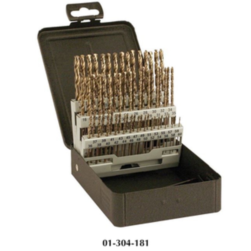 Precision Twist Drill 60 Piece #1 to #60 118 Cobalt Jobbers Length Twist Drill Set C60R18CO