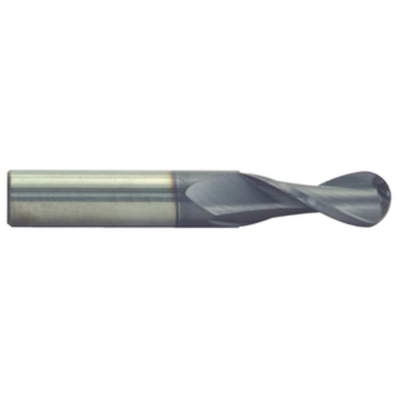 Rushmore USA 2 Flute TiALN Coated Solid Carbide Ball Nose Single End Mill, 3/16 Size, 3/16 Shank Diameter, 5/8 Length of Cut, 2 Overall Length