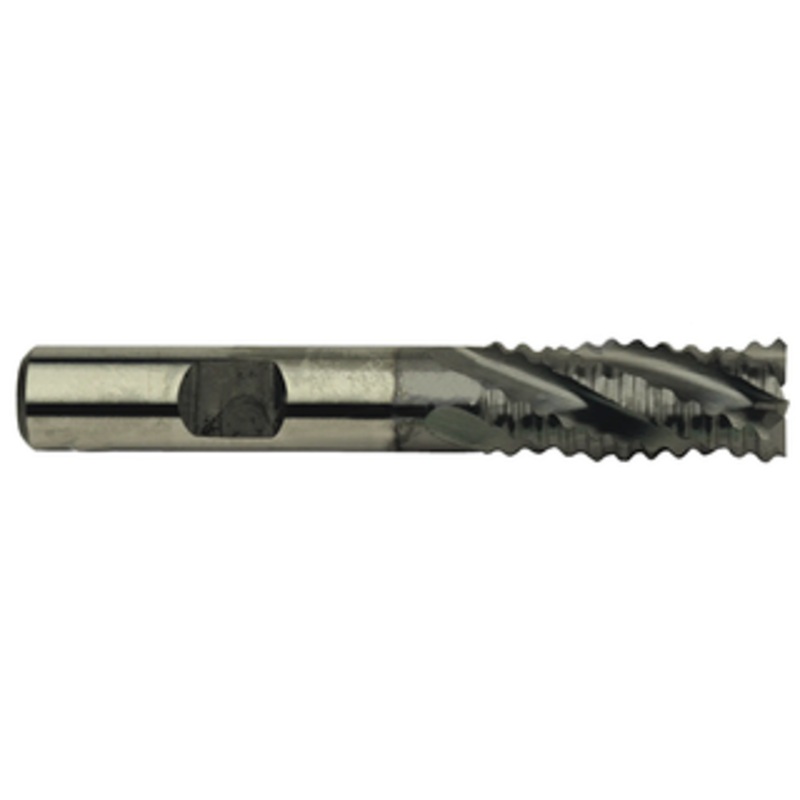 Niagara Cutter 4 Flute M42 8% Cobalt TiCN Coated Coarse Pitch Single End Mill, 7/16 Size, 3/8 Shank Diameter, 1 Flute Length, 2-11/16 Overall Length