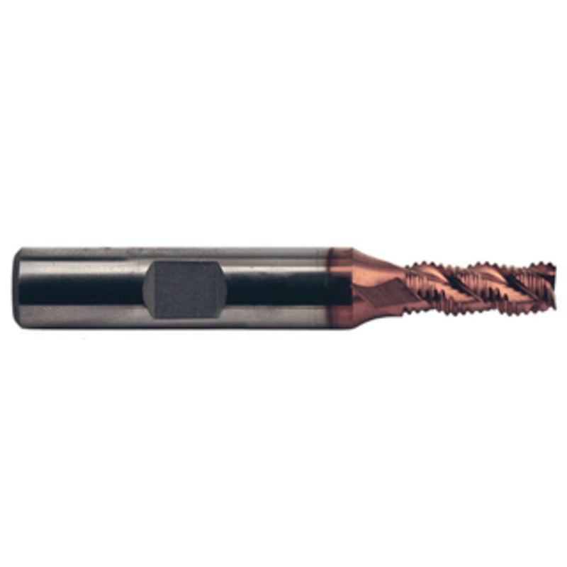 Precise Trijet-45 3 Flute M42 8% Cobalt Metric TiCN Coated Roughing Single End Mill, 12mm Shank, Length of Cut 26mm,  83mm OAL
