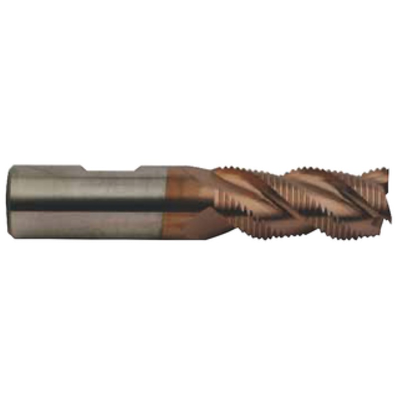 Precise 3 Flute TriJet-45 M42 8% Cobalt Roughing TiCN Coated Single End Mill, 3/4 Size, 3/4 Shank Diameter, 3 Length of Cut, 5-1/4 OAL