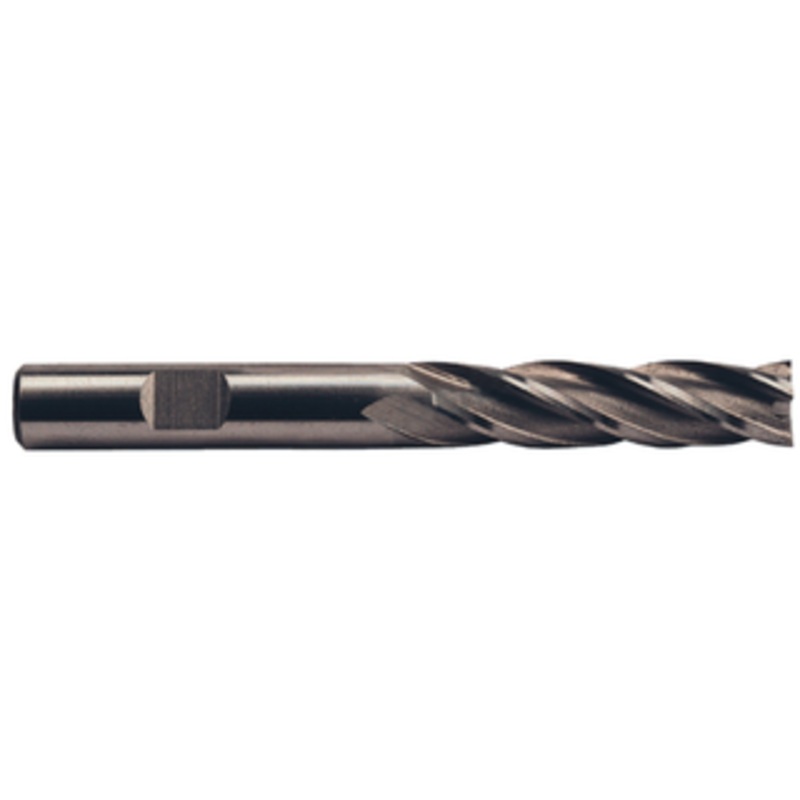 Precise 4 Flute Long Length H.S.S. D6 Finishing End Mill, 3/4 Size, 3/4 Shank Diameter, 3 Length of Cut,  5-1/4 OAL