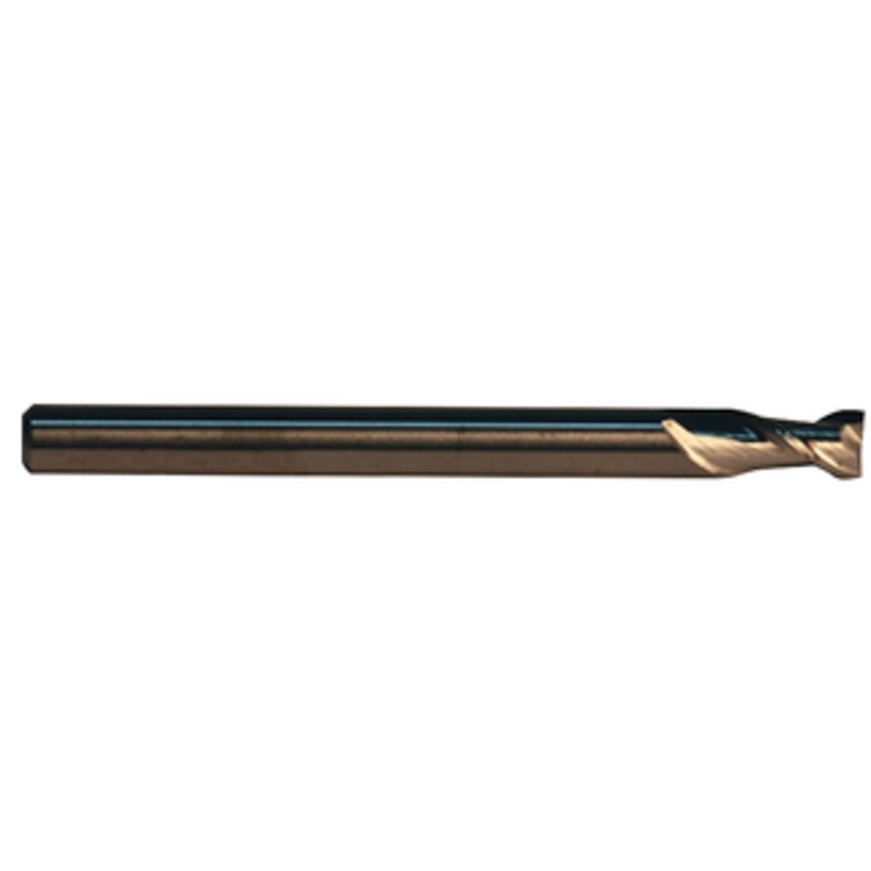 Rushmore USA 2 Flute Stub Length 10% Cobalt Solid Carbide Single End Mill, 3/8 Size, & Shank Diameter, 5/8 Flute Length, 2 Overall Length
