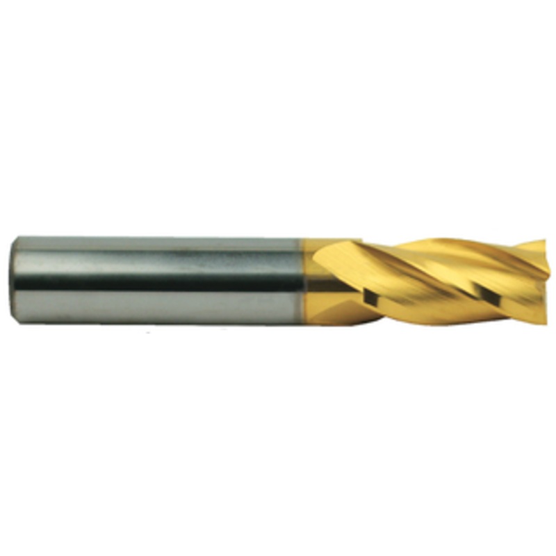 T&O 4 Flute SuperCEED Solid Carbide TiN Coated Finishing Single End Mill, 5/16 Size, 5/16 Shank Diameter, 13/16 Length of Cut, 2-1/2 Overall Length