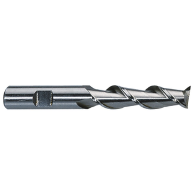 Precise 2 Flute H.S.S. High Helix Single Long Length End Mill For Aluminum, 1/4 Size, 3/8 Shank Diameter, 1-1/4 Length of Cut, 3-1/16 OAL