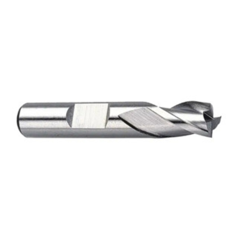 Precise 3 Flute H.S.S. Short Length Single End Mill, 7/32 Size, 1/4 Shank Diameter, 5/16 Length of Cut, 1-13/32 Overall Length