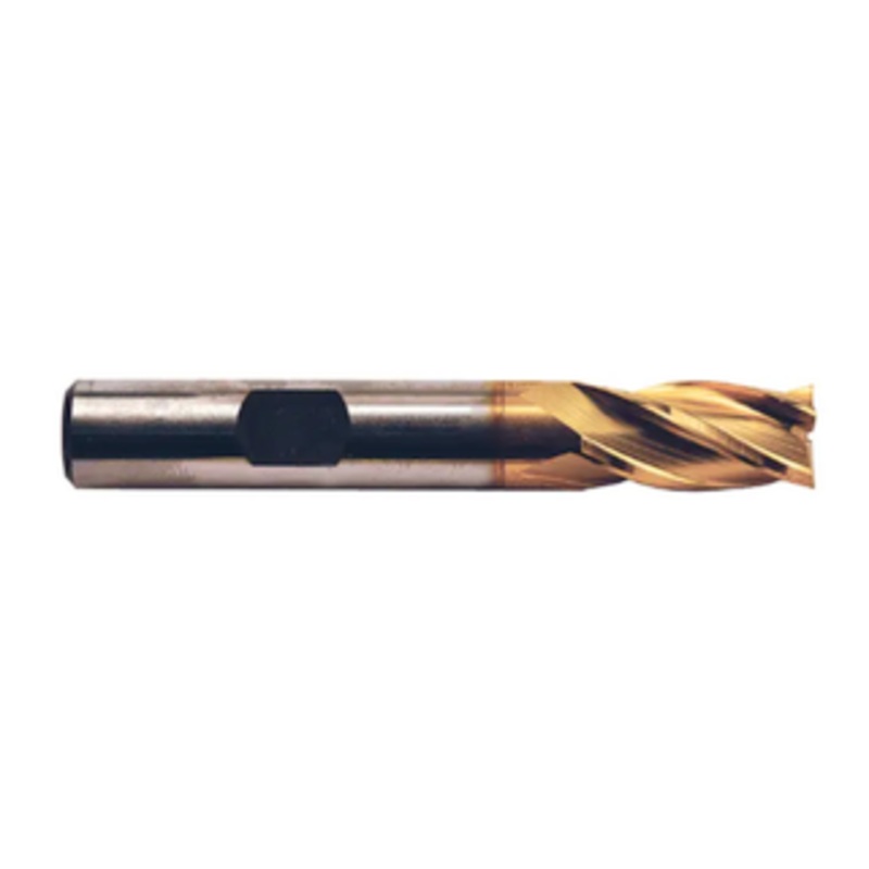 Precise 4 Flute H.S.S. TiN Coated Single End Mill, 3/4 Size, 3/4 Shank Diameter, 1-5/8 Length of Cut, 3-7/8 Overall Length