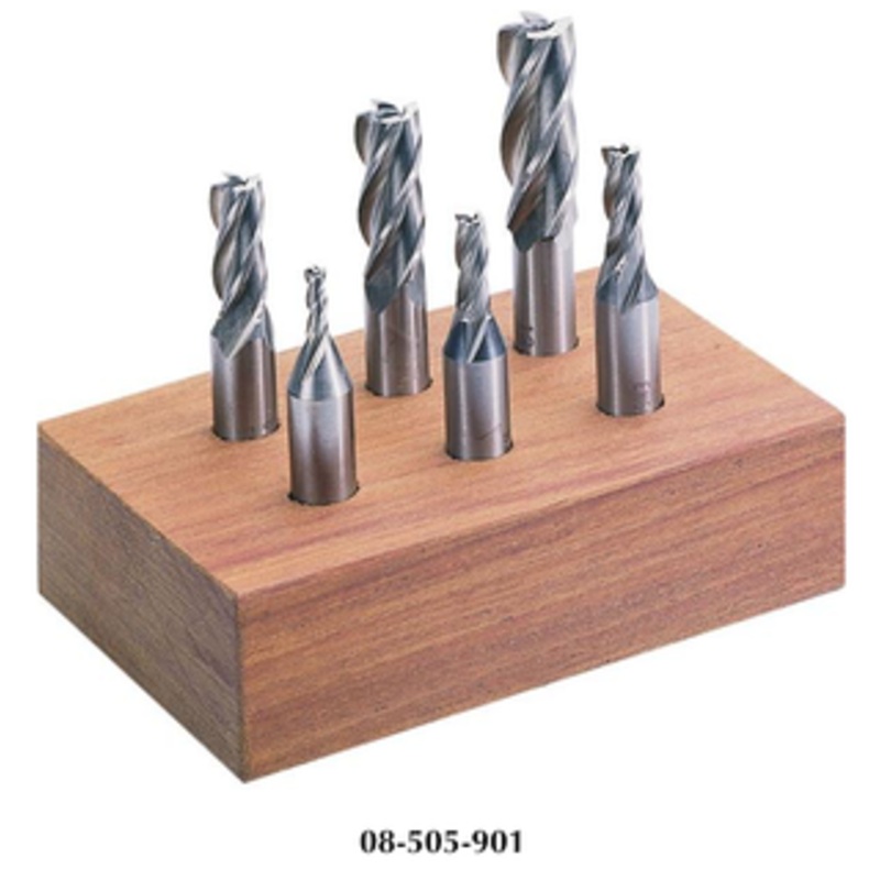 Precise 6 Piece HSS Multi-Flute 3mm-12mm Metric Single End Mill Set D2M6S