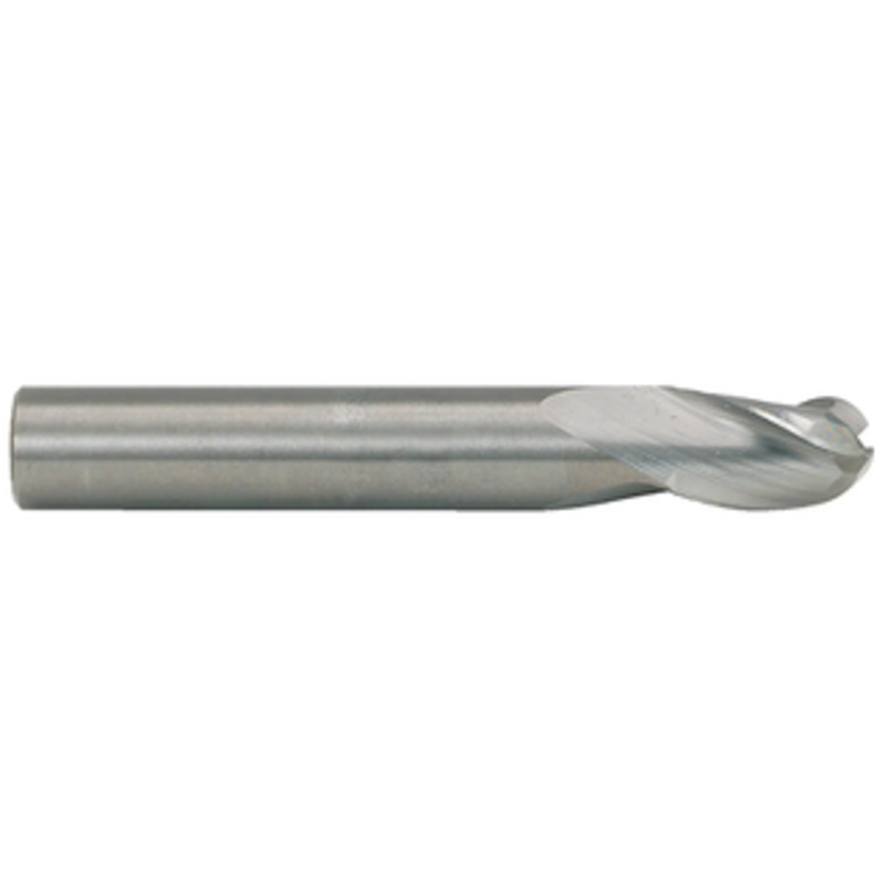 RobbJack 3 Flute Stub Length Tuffy Solid Carbide Ball Single End Mill, 1/4 Size, 1/4 Shank Diameter, 5/16 Length of Cut, 2-1/2 Overall Length