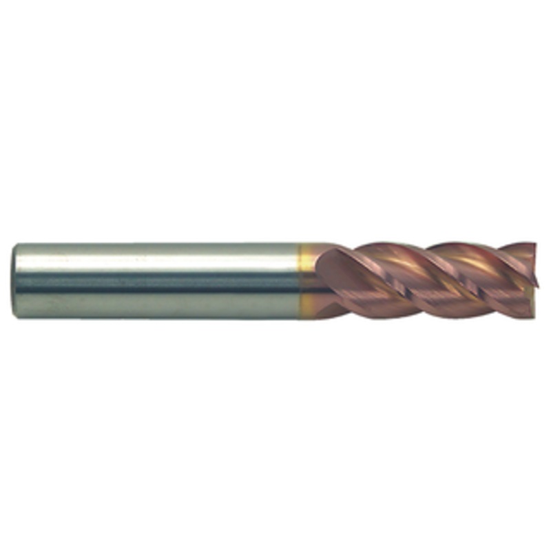 Rushmore USA 4 Flute Micrograin Solid Carbide TiCN Coated Single End Mill, 3/16 Size, 3/16 Shank Diameter, 5/8 Flute Length, 2 Overall Length