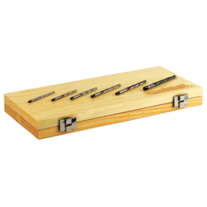 Precise H.S.S. 6 Piece Spiral Flute Taper Pin Reamer Set – #0 to #5 Size Range