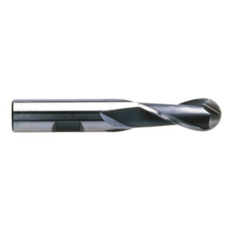 Precise 2 Flute H.S.S. Ball End Single End Mill, 3/16 Size, 3/8 Shank Diameter, 1/2 Flute Length, 2-3/8 OAL