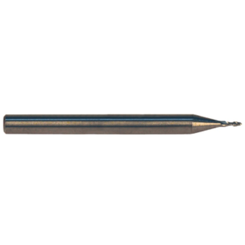 Rushmore USA 2 Flute Micrograin Solid Carbide Uncoated Ball Nose Single End Mill, 1/32 Size, 1/8 Shank Diameter, 3/32 Length of Cut, 1-1/2 Overall Length