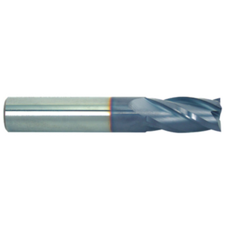 Niagara Cutter 4 Flute Solid Carbide TiAlN Coated Single End Mill, 3/8 Size, 3/8 Shank Diameter, 5/8 Length of Cut, 2 Overall Length