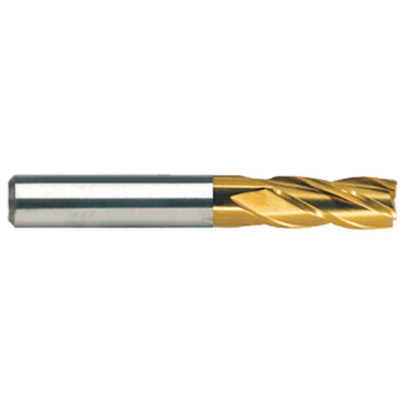 Rushmore USA 4 Flute Micrograin Solid Carbide TiN Coated Single End Mill, 3/64 Size, 1/8 Shank Diameter, 1/8 Length of Cut, 1-1/2 Overall Length