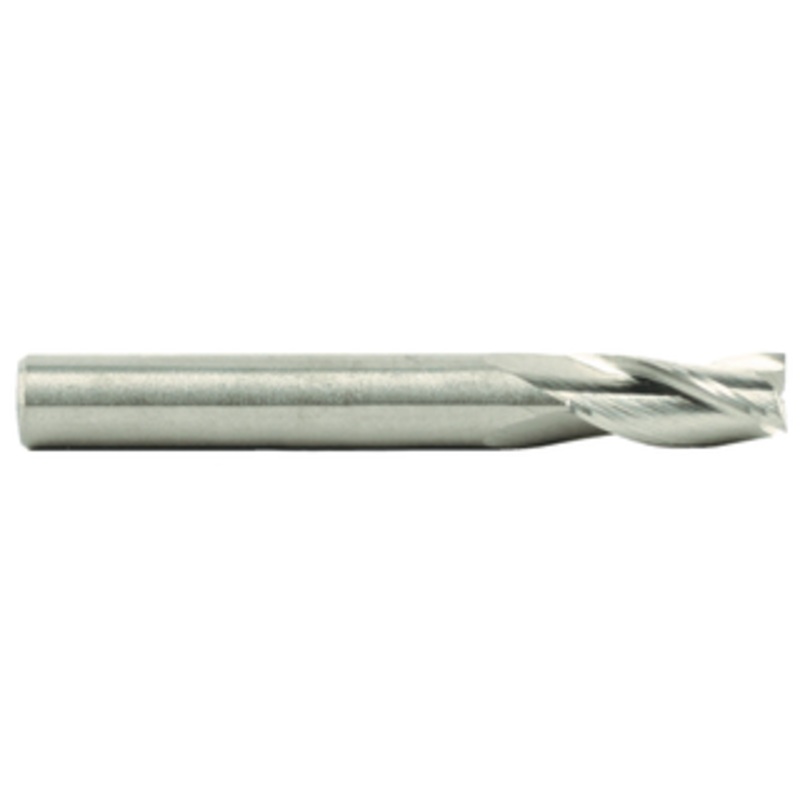 M.A. Ford 3 Flute Stub Length Micrograin 10% Cobalt Solid Carbide Single End Mill, 1/8 Size, 1/8 Shank Dia., 1/4 Length of Cut, 1-1/2 Overall Length