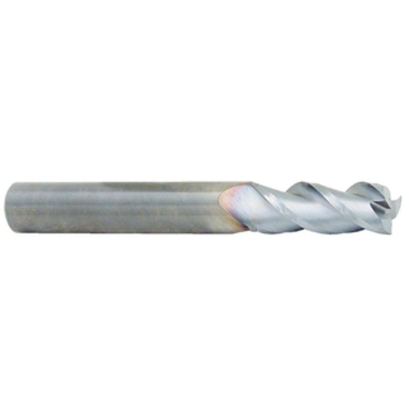 Robbjack 3 Flute Super Tuffy Solid Carbide TiCN Coated Single End Mill, 3/8 Size & Shank Diameter, 7/8 Flute Length, 2-1/2 Overall Length