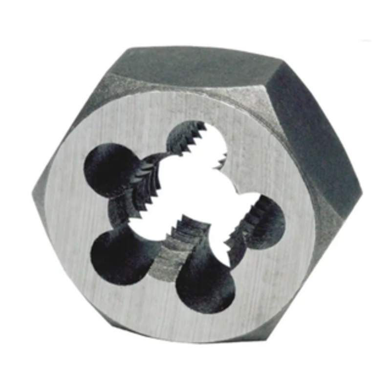 Precise Carbon Steel Hexagon Rethreading Die, 1/4-28 Thread Size, 19/32 Width Across Flats