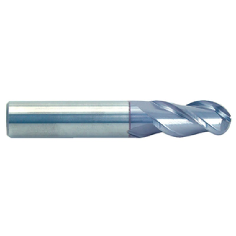 T&O 3 Flute SUPERCEED Solid Carbide TiCN Coated 45 Helix Ball Single End Mill, 5/16 Size & Shank Diameter, 13/16 Length of Cut, 2-1/2 Overall Length