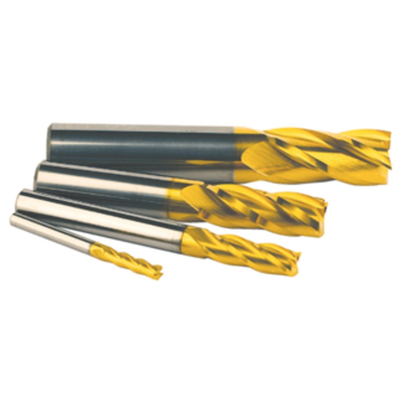 T&O 4 Piece 4 Flute SUPERCEED Solid Carbide TiN Coated Single End Mill Set