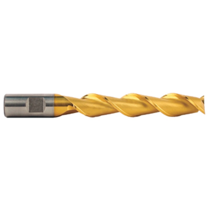 Weldon Ski-Kut 2 Flute H.S.S. TiN Coated Roughing End Mill, 3/4 Size, 3/4 Shank Diameter, 4 Length of Cut, 6-1/4 Overall Length