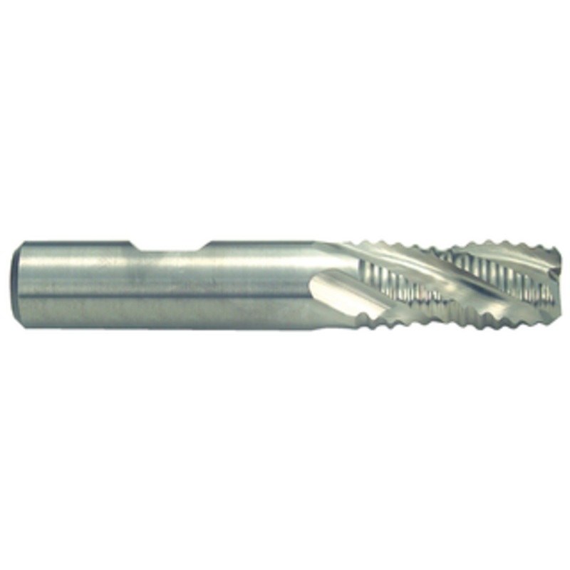 Niagara Cutter 4 Flute M42 8% Cobalt Roughing Single End Mill, 1/2 Size, 1/2 Shank Diameter, 3 Length of Cut, 5 Overall Length