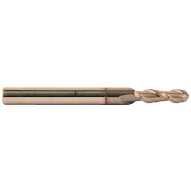 Rushmore USA 2 Flute Micrograin Solid Carbide TiCN Coated Ball Nose Single End Mill, 5/32 Size, 3/16 Shank Diameter, 9/16 Length of Cut, 2 Overall Length